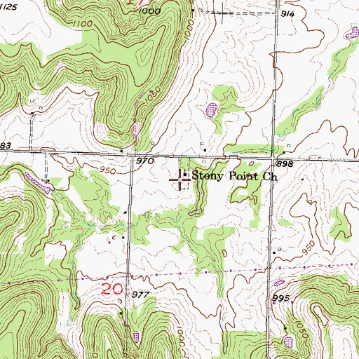 Topographic Map of Stony Point Cemetery, KS