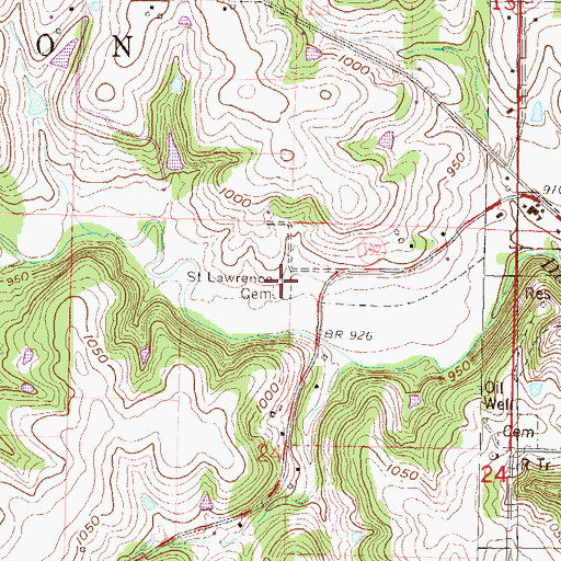 Topographic Map of Saint Lawrence Cemetery, KS