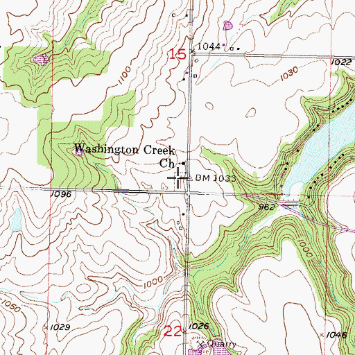 Topographic Map of Washington Creek Cemetery, KS