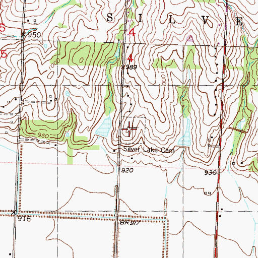 Topographic Map of Silver Lake Cemetery, KS