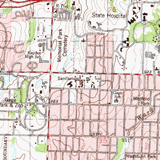 Topographic Map of Atria Hearthstone West Assisted Living Facility, KS