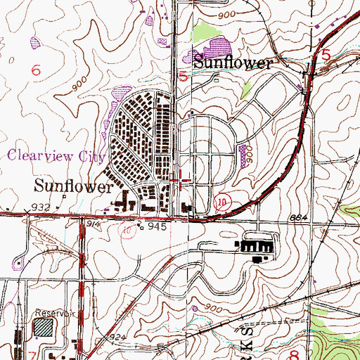 Topographic Map of Clearview Baptist Church, KS