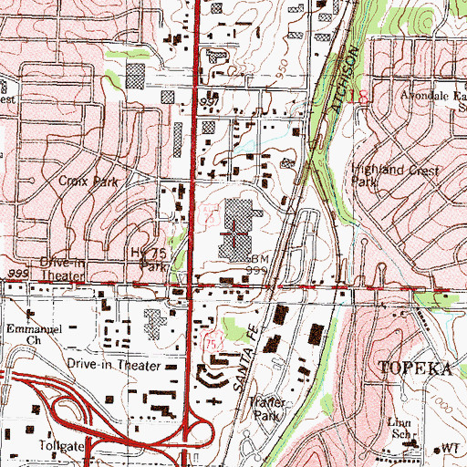 Topographic Map of White Lakes Center, KS
