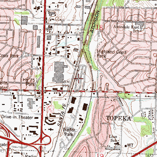 Topographic Map of White Lakes Mobile Home Park, KS