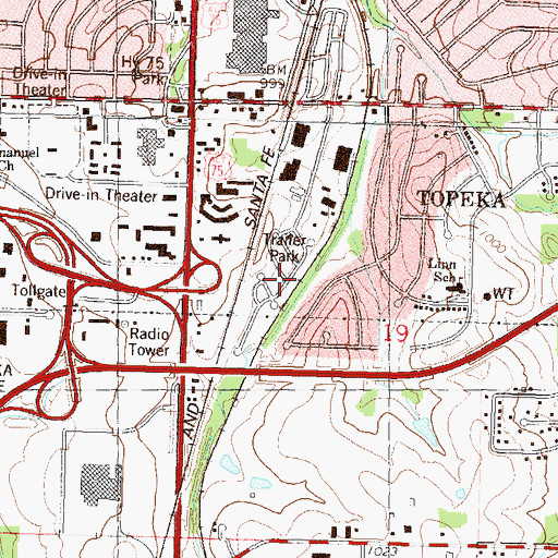 Topographic Map of Coachlight Village Mobile Home Courts South, KS