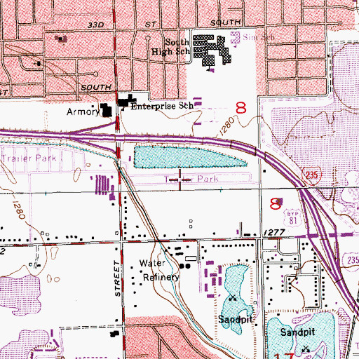 Topographic Map of Lakeshore Mobile Home Park, KS