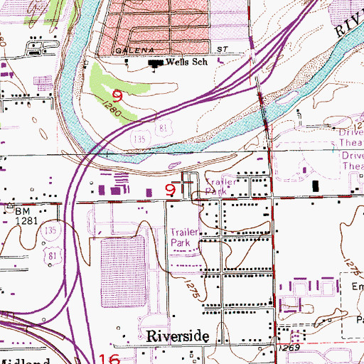 Topographic Map of Conestoga Mobile Home Park, KS