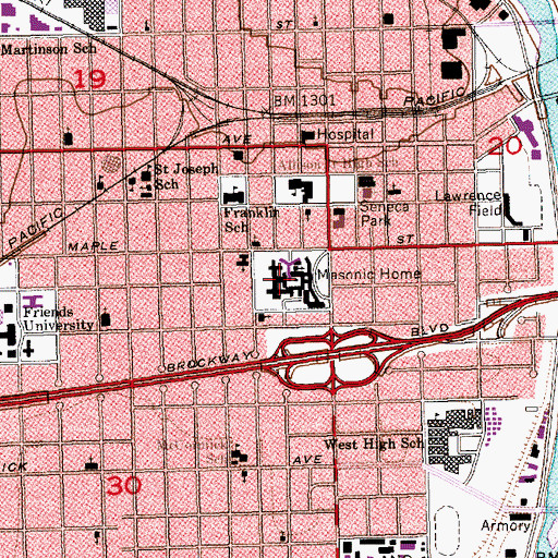 Topographic Map of Kenneth L Caldwell Assisted Living Facility, KS