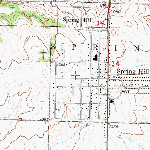 Topographic Map of Spring Hill Baptist Church, KS