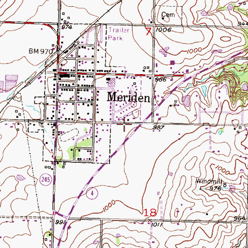 Topographic Map of Cotton - O'Neil Meriden Clinic, KS