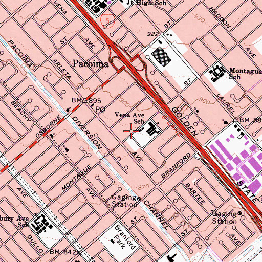 Topographic Map of Vena Elementary School, CA