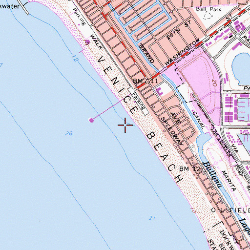Topographic Map of Venice Beach, CA