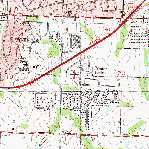 Topographic Map of Ridgewood Estates Mobile Home Park, KS