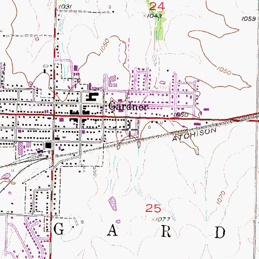 Topographic Map of Ponchos Mobile Home Park, KS