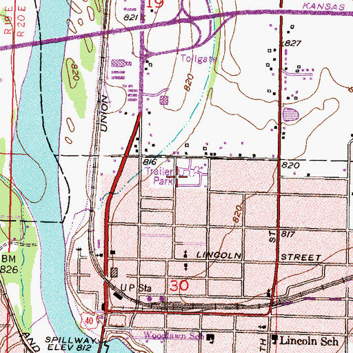 Topographic Map of Riverside Mobile Home Park, KS