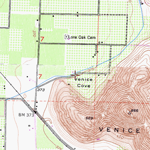 Topographic Map of Venice Cove, CA