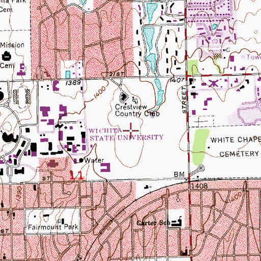 Topographic Map of Braeburn Golf Course, KS