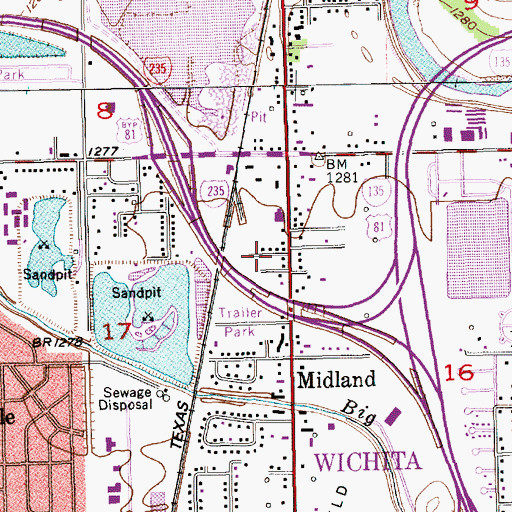 Topographic Map of Kuhns Mobile Home Park, KS