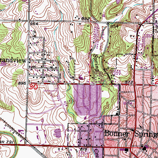 Topographic Map of Bonner Springs United Methodist Church, KS
