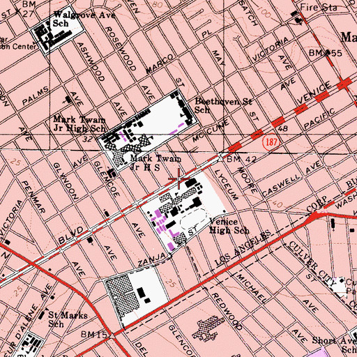 Topographic Map of Venice Senior High School, CA
