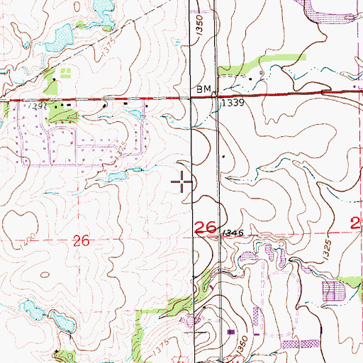 Topographic Map of Auburn Hills Golf Course, KS