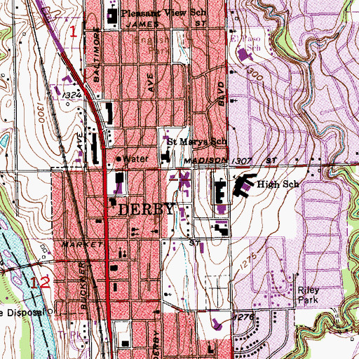 Topographic Map of Westview Manor Nursing Home, KS