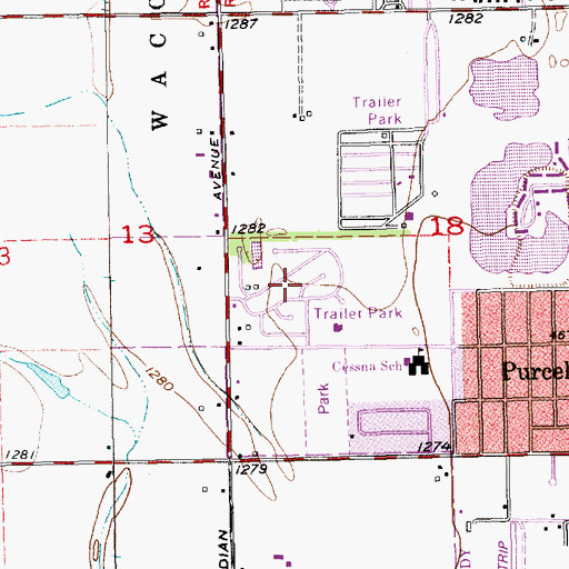 Topographic Map of The Woodlands Mobile Home Park, KS