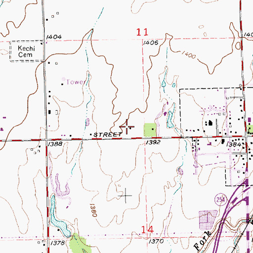 Topographic Map of Kechi United Methodist Church, KS