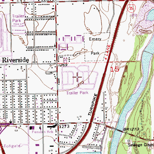Topographic Map of Riverside Mobile Home Park, KS