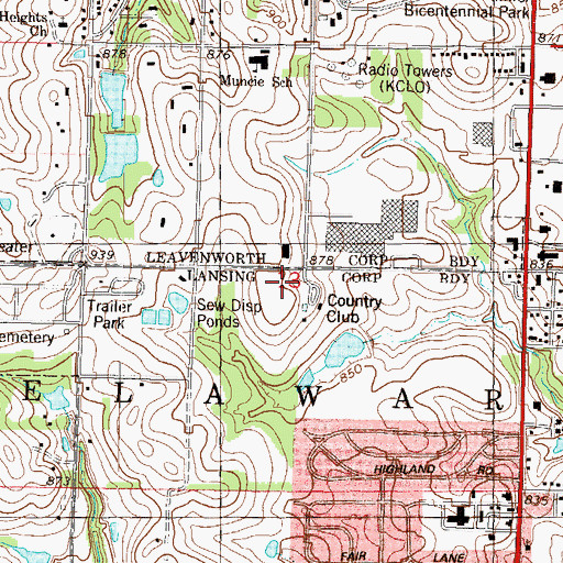 Topographic Map of Twin Oaks Retirement Center, KS