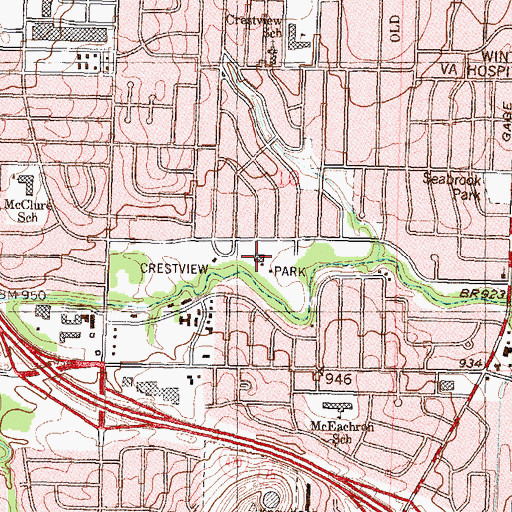 Topographic Map of Crestview Community Center, KS