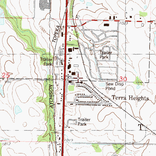 Topographic Map of Hillside Mobile Home Park, KS