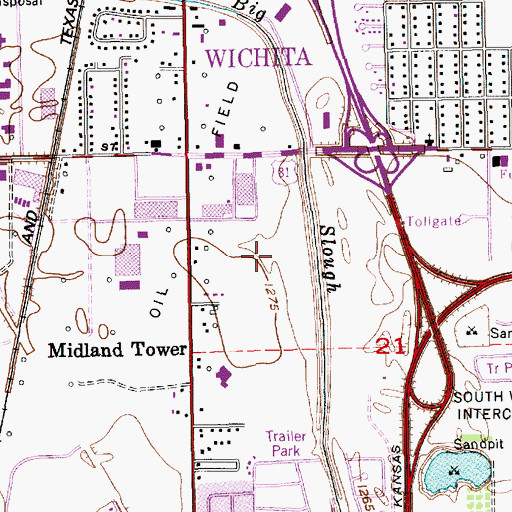 Topographic Map of Glen Acres Mobile Home Park, KS