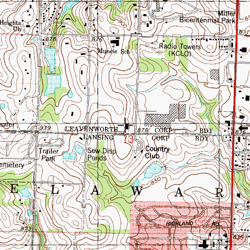 Topographic Map of Leavenworth County Health Department, KS