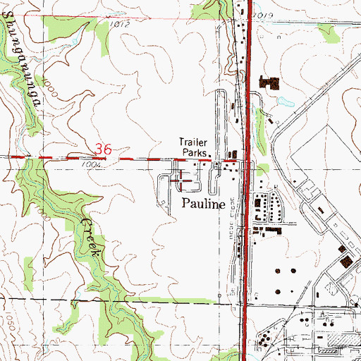 Topographic Map of Blue Oaks and Live Oaks Mobile Home Park, KS