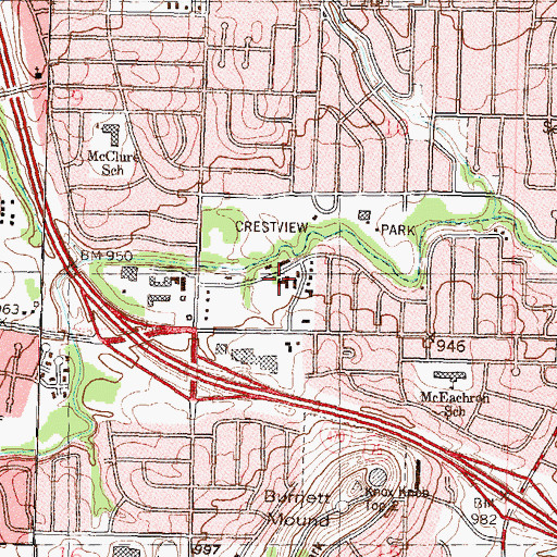 Topographic Map of Westwood Manor Nursing Home, KS