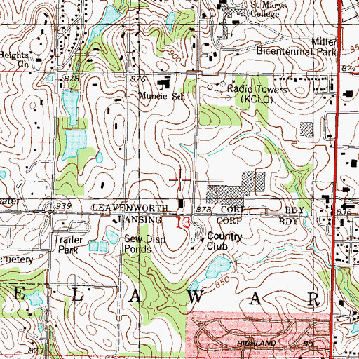 Topographic Map of The Leavenworth Homestead Assisted Living Facility, KS