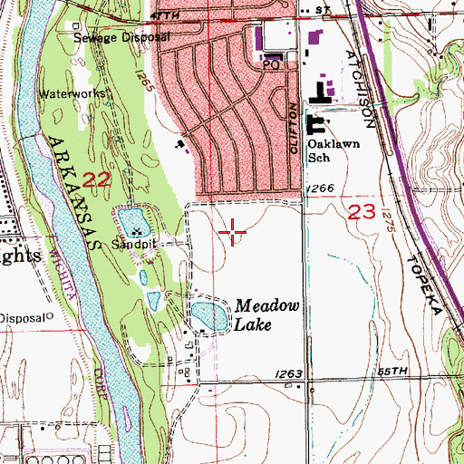 Topographic Map of Pinaire Mobile Home Park, KS