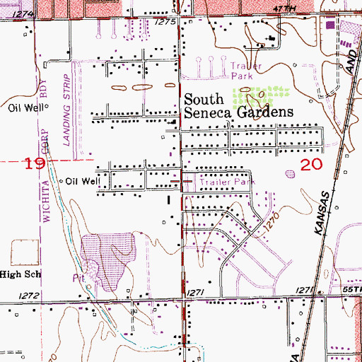 Topographic Map of Cambridge Mobile Home Park, KS