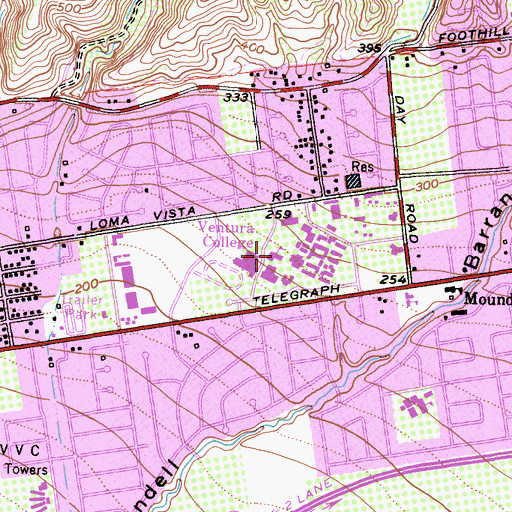 Topographic Map of Ventura College, CA