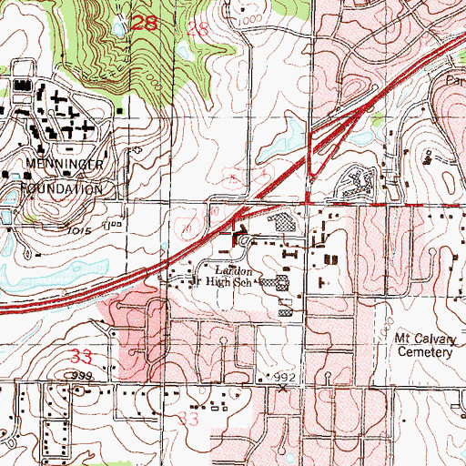 Topographic Map of Fairlawn Heights Residential Center, KS