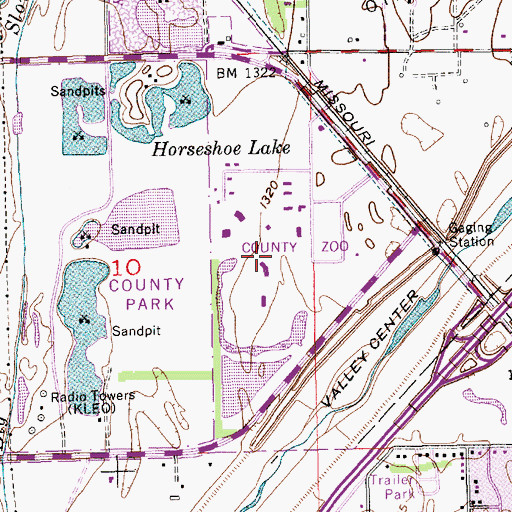 Topographic Map of Sedwick County Zoo, KS