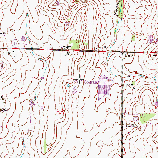 Topographic Map of Village Greens Golf Course, KS