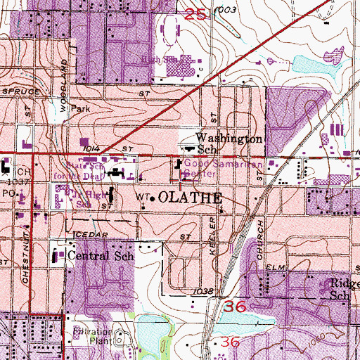 Topographic Map of Liberty Christian Life Center, KS