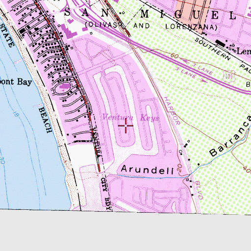 Topographic Map of Ventura Keys, CA