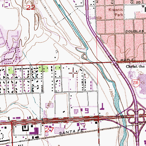 Topographic Map of Scenic Landscape Water Garden Nursery, KS