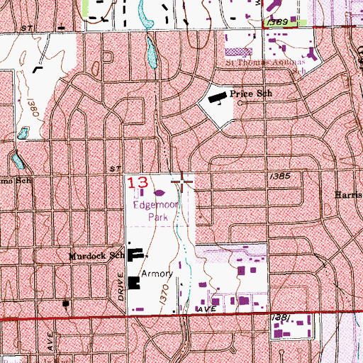 Topographic Map of Wichita Public Library - Ford Rockwell Branch, KS