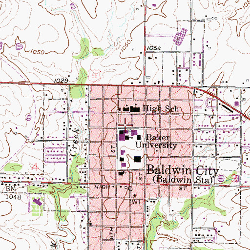 Topographic Map of Baker University - Pulliam Center, KS