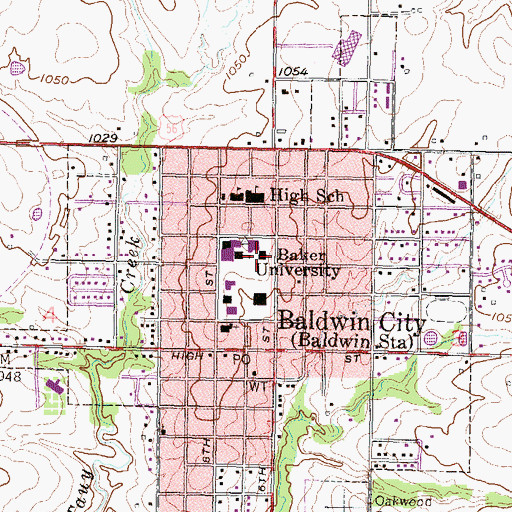 Topographic Map of Baker University - Mulvane Science Hall, KS