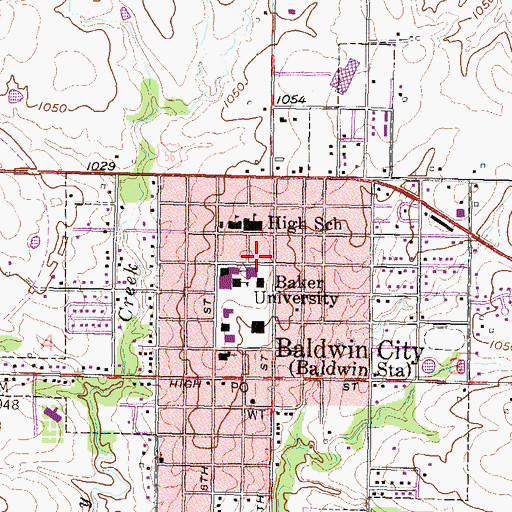 Topographic Map of Baker University - Jolliffe Residence Hall, KS